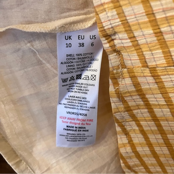 NWT Yellow Checked Tiered Midi Dress - Picture 7 of 7